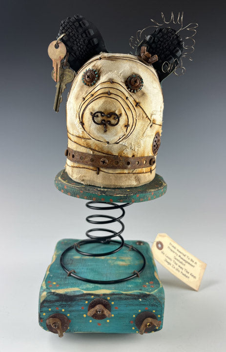 "FRANK" VEGAN TAXIDERMY MIXED MEDIA SCULPTURE DW14