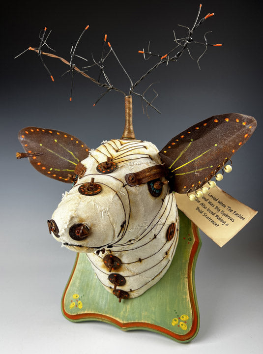 "ADELINE" VEGAN TAXIDERMY MIXED MEDIA WALL SCULPTURE DW16