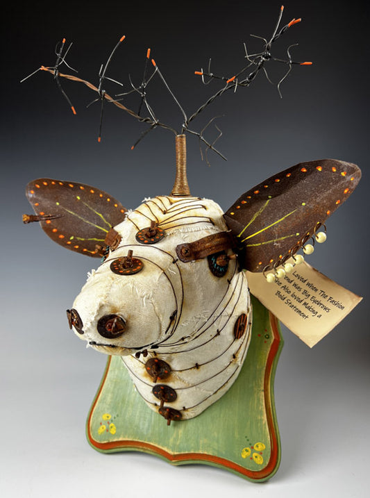 "ADELINE" VEGAN TAXIDERMY MIXED MEDIA WALL SCULPTURE DW16