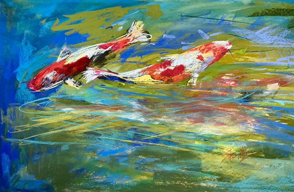 "THE COLORS OF KOI" ORIGINAL PASTEL/FRAMED