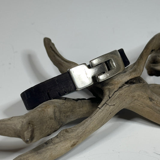 DARK BROWN CORK AND SILVER CUFF LCB1002