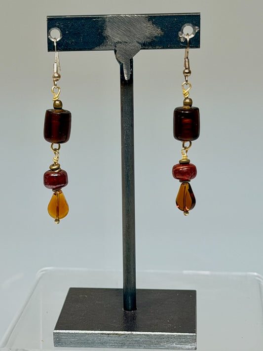VINTAGE GLASS BEAD DROP EARRINGS LCE2026