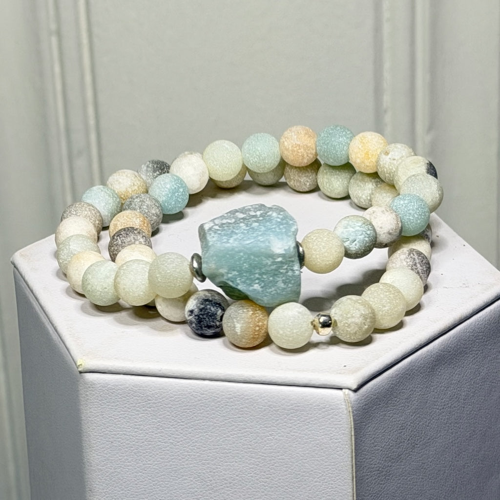DOUBLE WRAP AMAZONITE STRETCH BRACELET LCB2088
