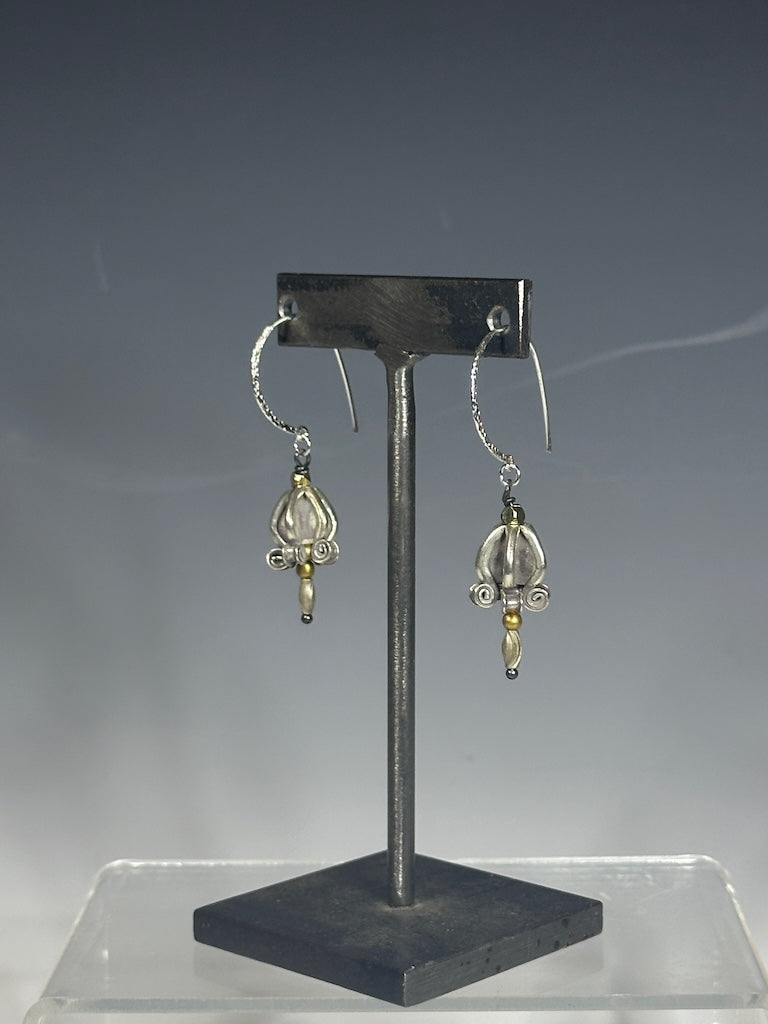 STERLING SILVER FLOWER DROP EARRINGS LCE1017