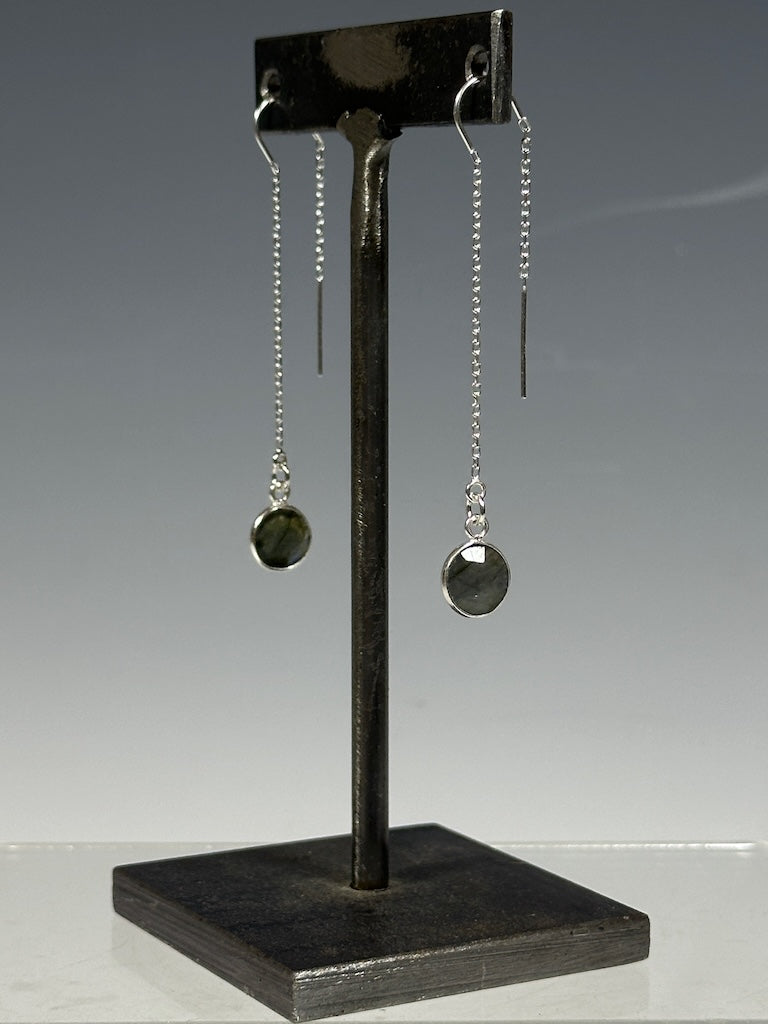 STERLING SILVER THREAD EARRINGS WITH LABRADORITE LCE1025
