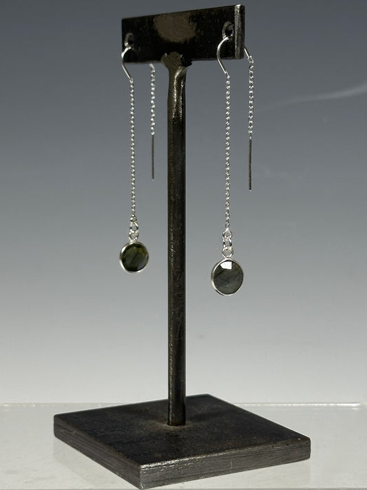 STERLING SILVER THREAD EARRINGS WITH LABRADORITE LCE1025