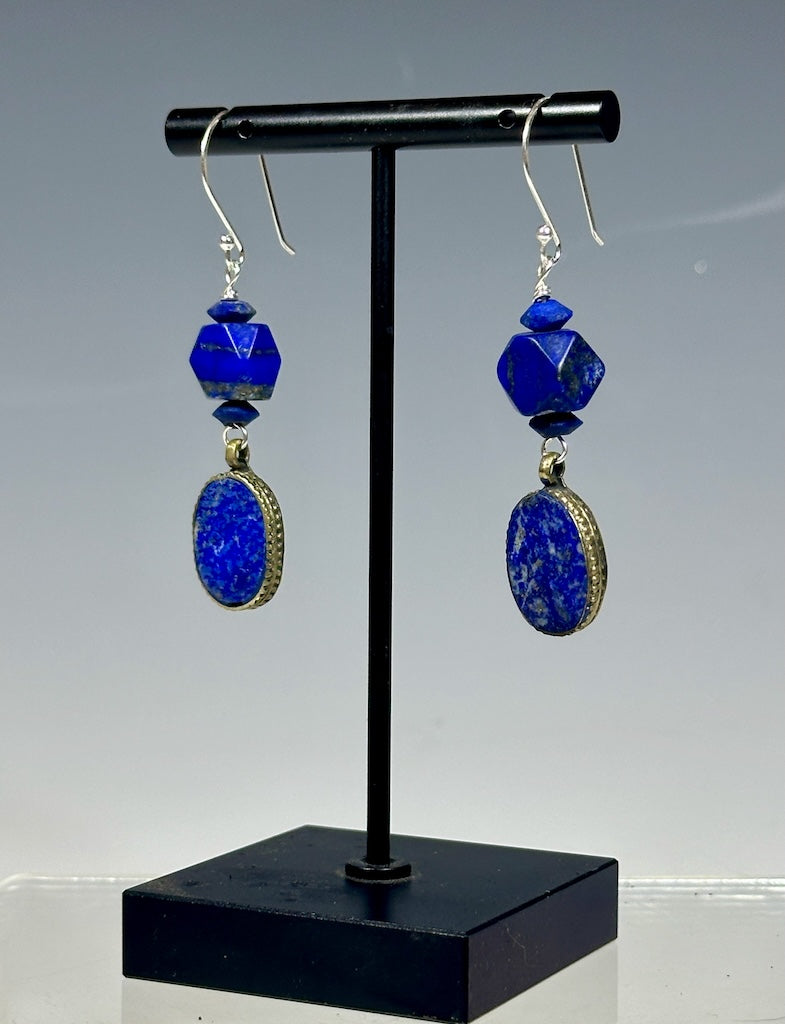 LAPIS DROP EARRINGS WITH STERLING SILVER WIRE LCE1042