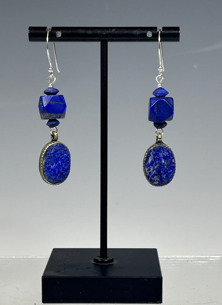 LAPIS DROP EARRINGS WITH STERLING SILVER WIRE LCE1042