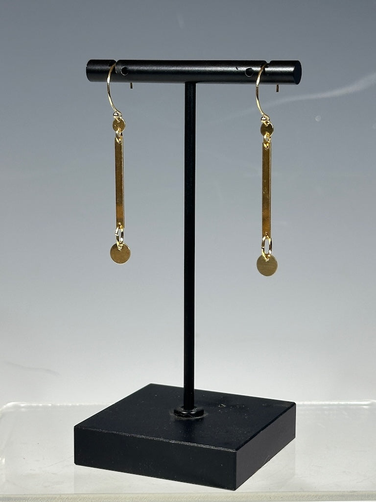 GOLD FILLED STERLING SILVER BAR EARRINGS LCE1056