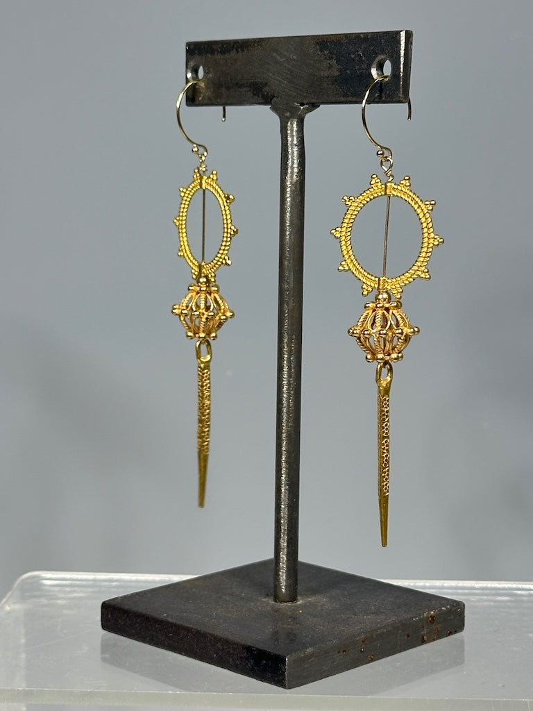 GOLD FILLED STERLING SILVER DROP STATEMENT EARRINGS LCE1080