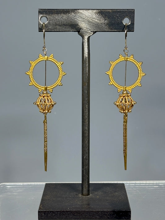 GOLD FILLED STERLING SILVER DROP STATEMENT EARRINGS LCE1080