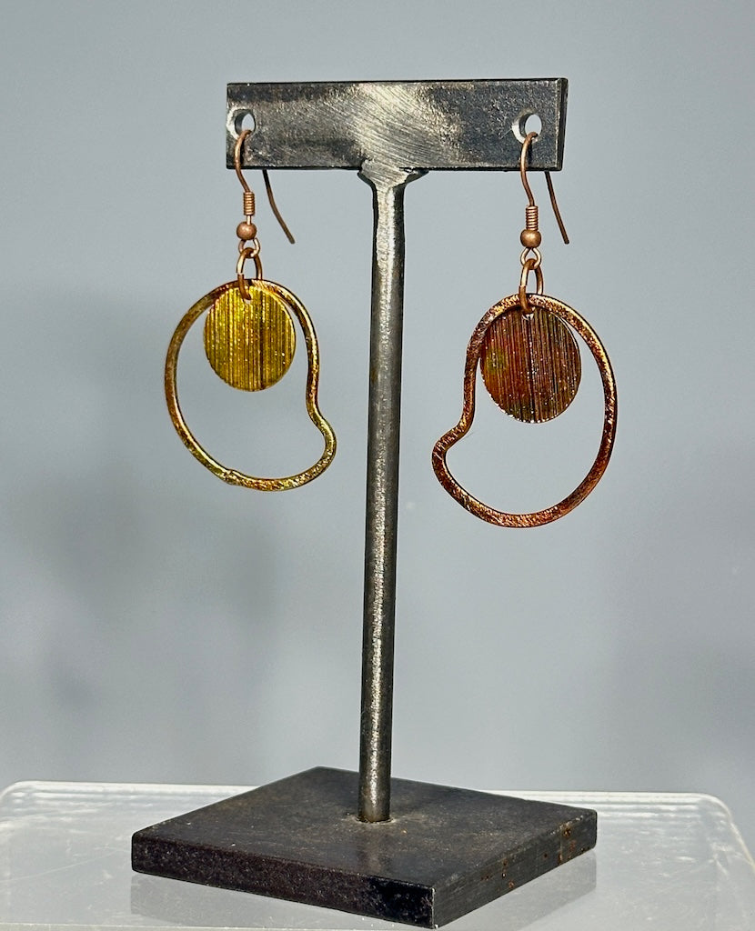 TORCHED COPPER WABI SABI DROP EARRINGS LCE1088