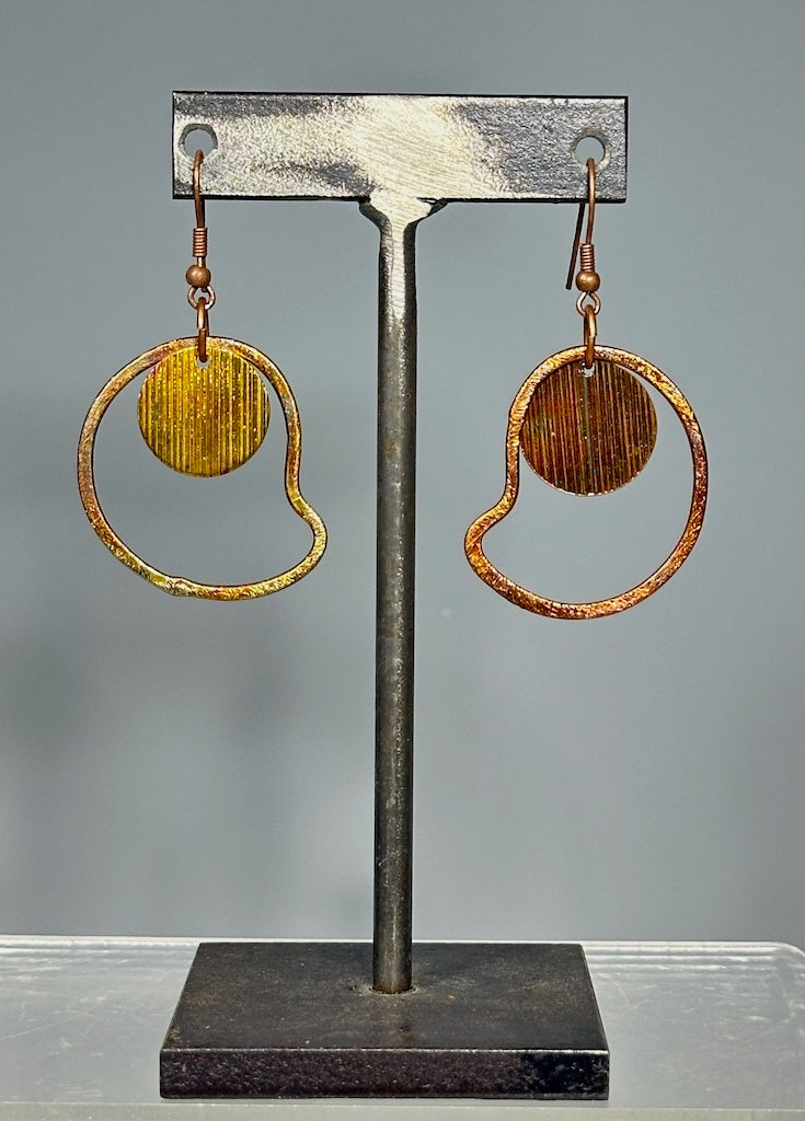 TORCHED COPPER WABI SABI DROP EARRINGS LCE1088