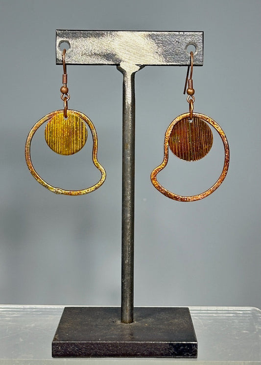 TORCHED COPPER WABI SABI DROP EARRINGS LCE1088