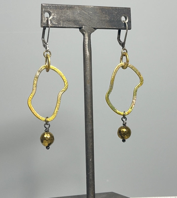 WABI SABI BRASS AND SILVER DROP EARRINGS LCE2003