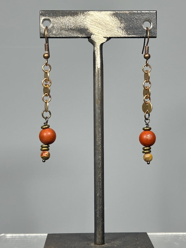 COPPER AND LANDSCAPE JASPER DROP EARRINGS LCE2008