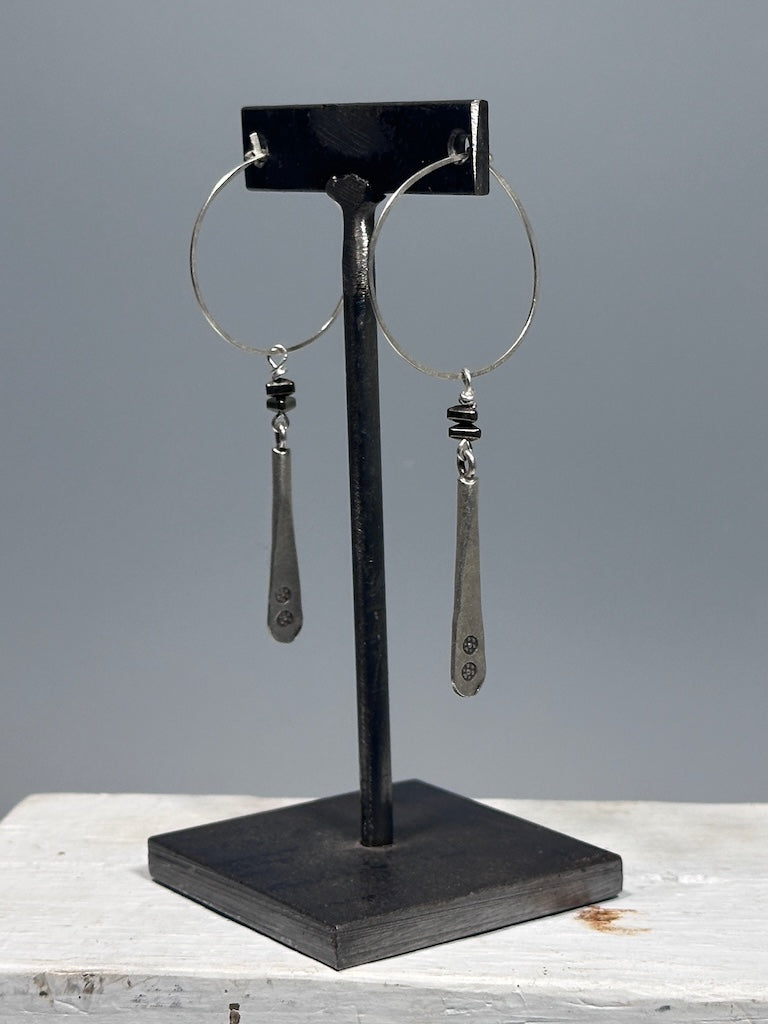 STERLING SILVER AND PYRITE HOOP EARRINGS LCE2012