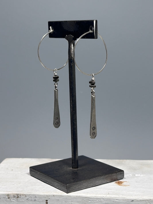STERLING SILVER AND PYRITE HOOP EARRINGS LCE2012