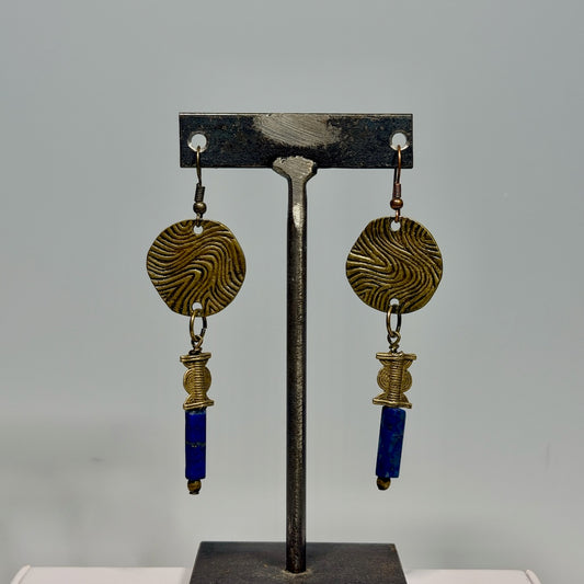 LAPIS AND BRASS DROP EARRINGS LCE2023