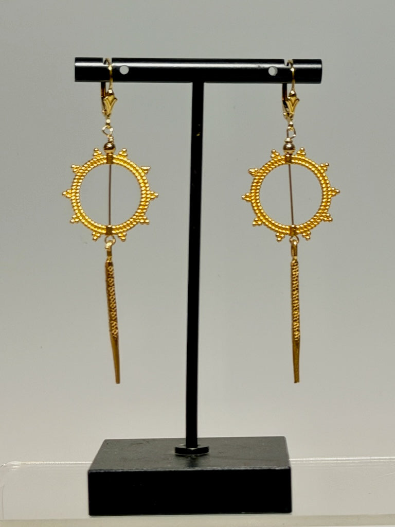 GOLD FILLED STERLING SILVER CIRCLE DROP EARRINGS LCE2037