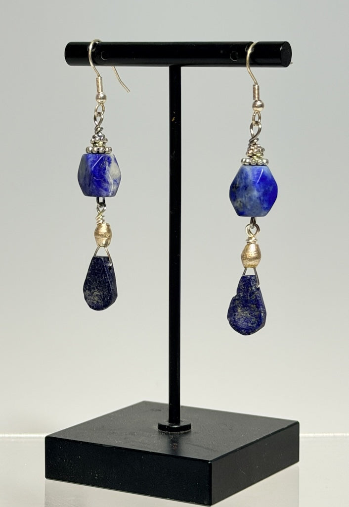 LAPIS AND SILVER DROP EARRINGS LCE2041