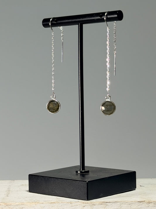 STERLING SILVER AND LABRADORITE THREAD EARRINGS LCE2058