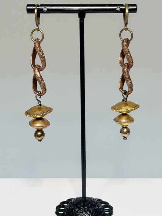 MIXED METAL DROP EARRINGS LCE3004