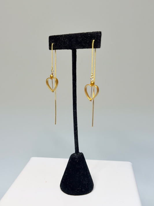 GOLD FILLED STERLING SILVER HEART THREAD EARRINGS LCE3020