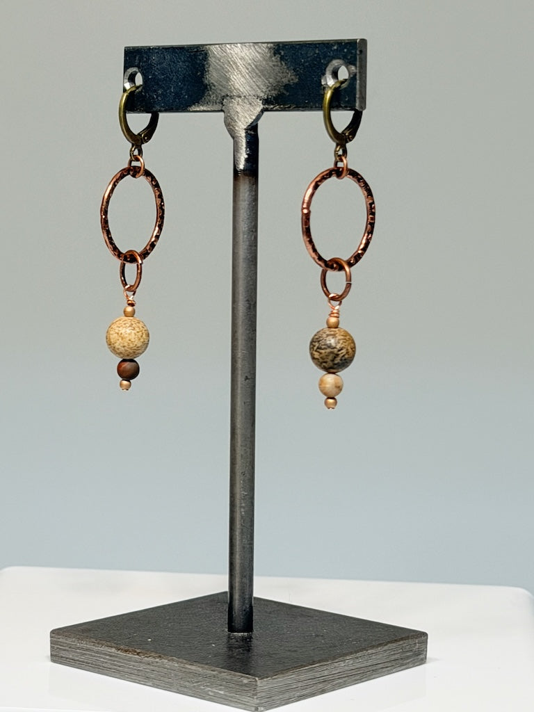 COPPER AND RED CREEK JASPER EARRINGS LCE3028