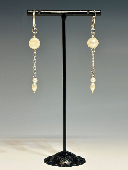 SILVER PEARL DROP EARRINGS LCE470