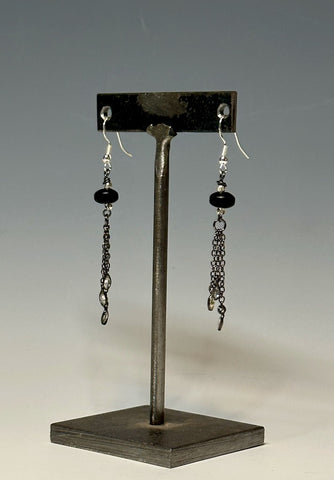 HEMATITE AND CRYSTAL DROP EARRINGS LCE488