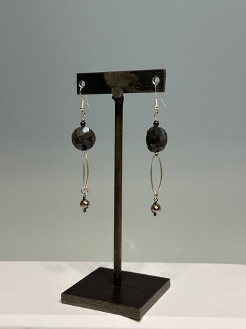 STERLING SILVER AND PYRITE DROP EARRINGS  LCE573