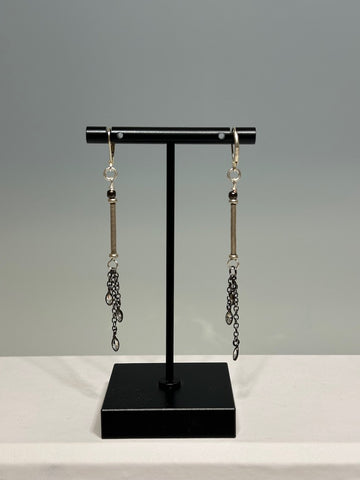 STERLING SILVER AND CRYSTAL CHAIN DROP EARRINGS  LCE574