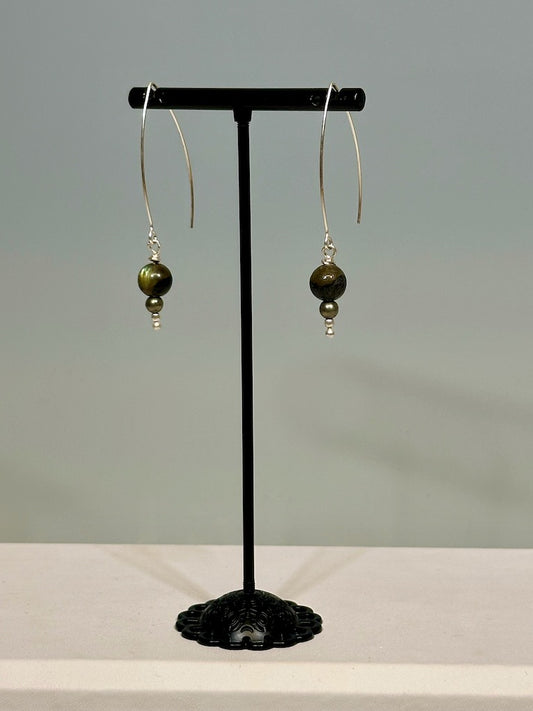 STERLING SILVER AND LABRADORITE DROP EARRINGS  LCE614
