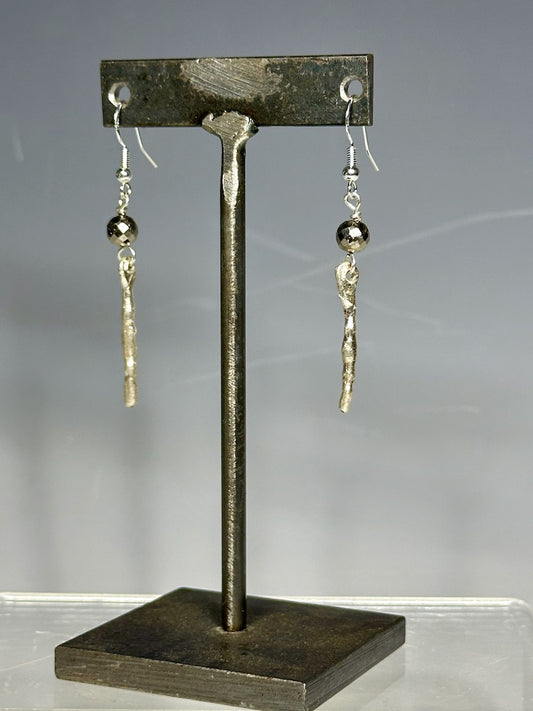 HIGH HILL STERLING SILVER AND PYRITE EARRINGS LCE632