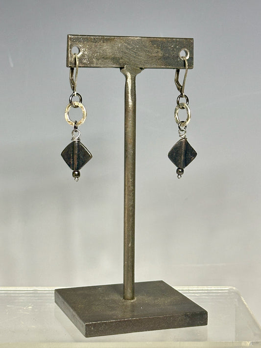 OXIDIZED SILVER DROP EARRINGS LCE655