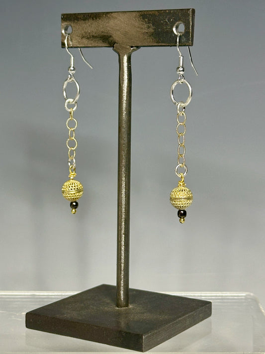 GOLD AND SILVER DROP EARRINGS LCE657