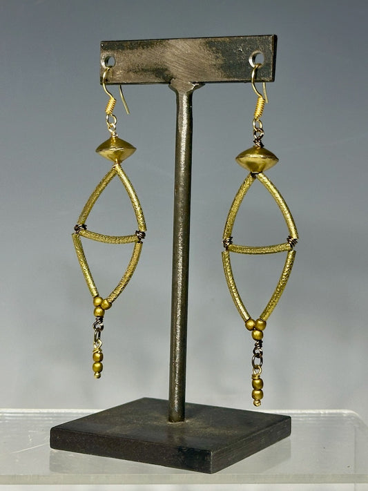 BRASS LONG DROP EARRINGS LCE659