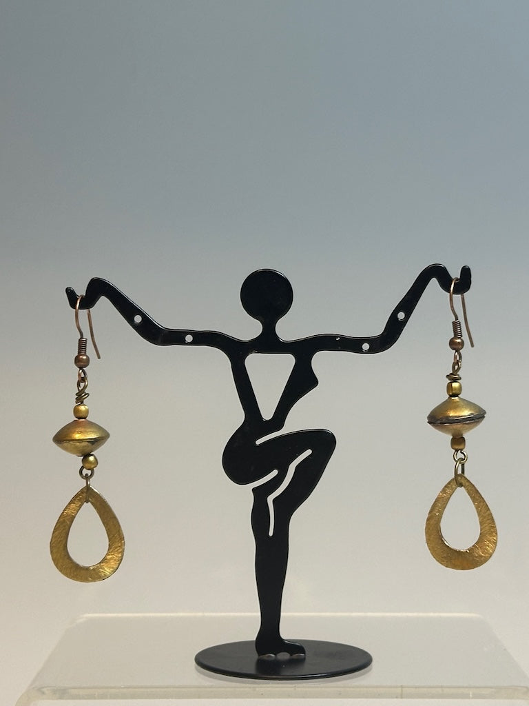 BRASS AND TORCHED COPPER DROP EARRINGS LCE676