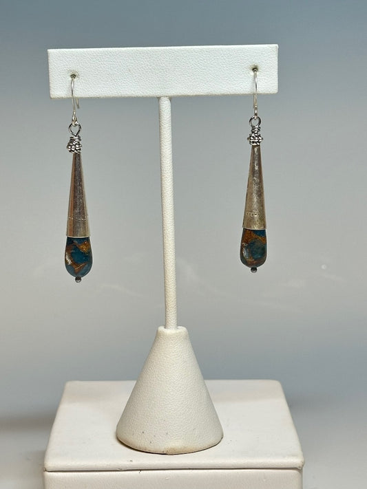 STERLING SILVER AND IMPRESSION JASPER DROP EARRINGS  LCE742