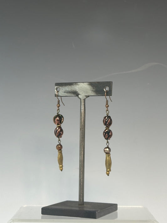 VINTAGE COPPER AND BRASS DROP EARRINGS LCE883