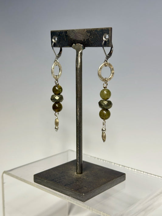 PYRITE AND LABRADORITE DROP EARRINGS LCE897