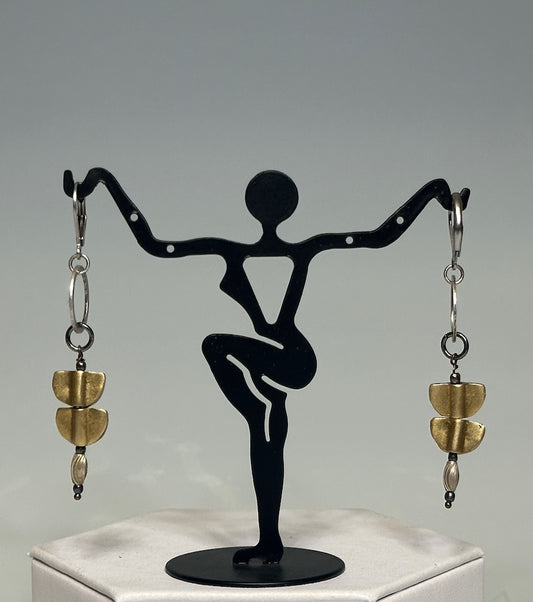 SILVER/BRASS MIXED METAL DROP EARRINGS LCE977