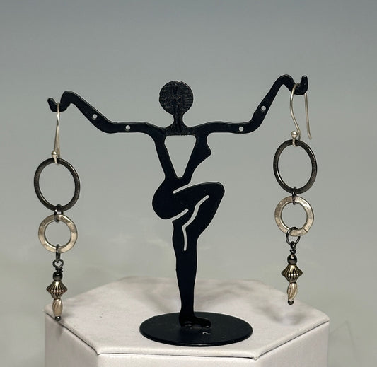 OXIDIZED SILVER DROP EARRINGS LCE976