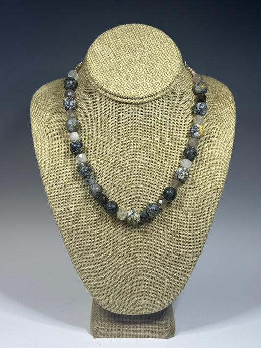 RARE OCEAN JASPER AND QUARTZ STATEMENT NECKLACE LCN1003