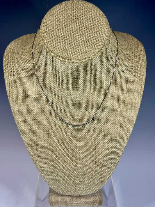 OXIDIZED STERLING SILVER CHAIN WITH STERLING SILVER BAR LCN1034