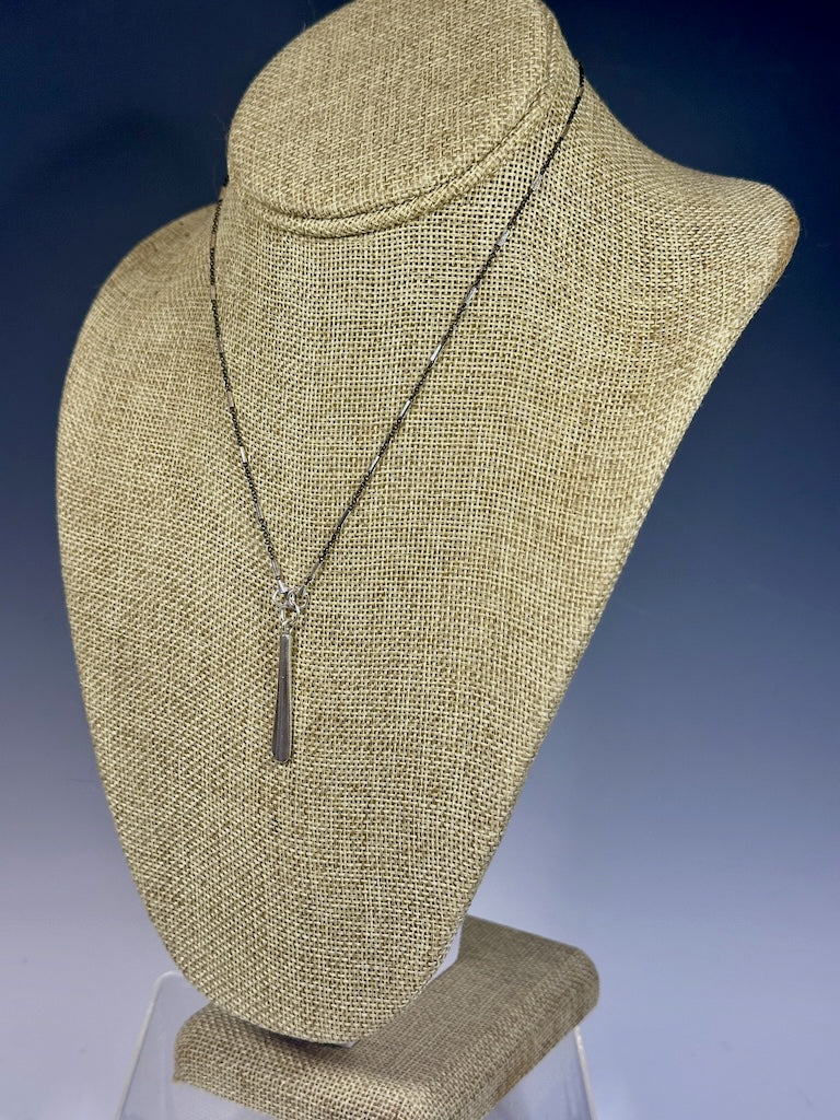 OXIDIZED STERLING SILVER CHAIN WITH STERLING SILVER DROP PENDANT NECKLACE LCN1035