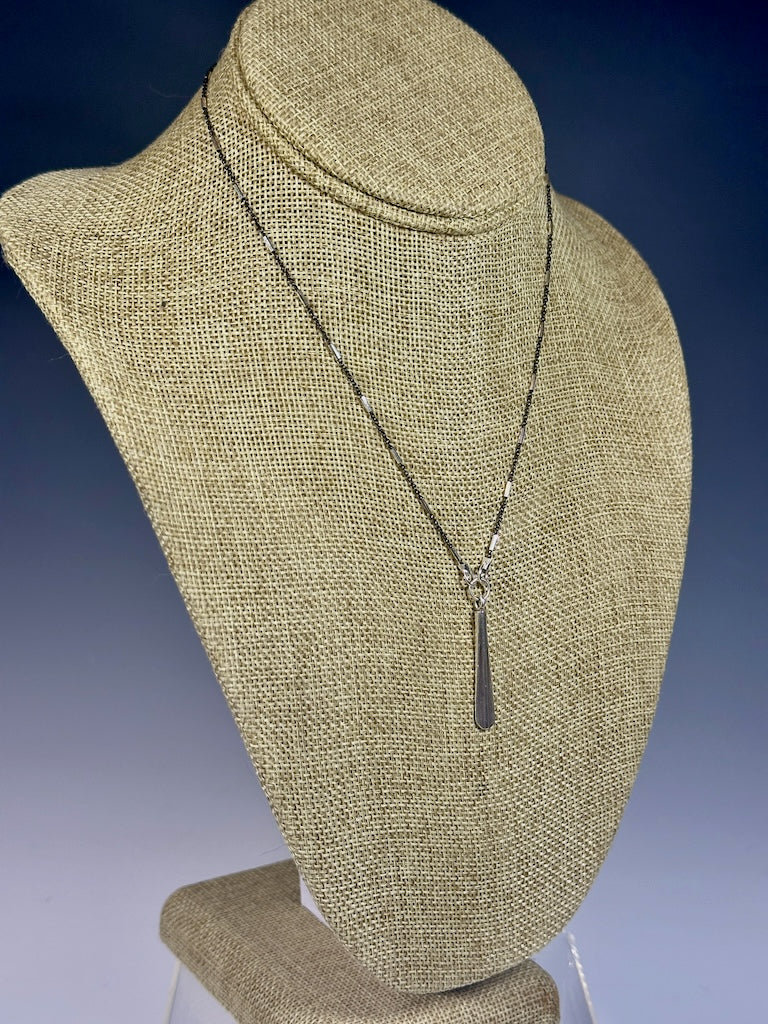 OXIDIZED STERLING SILVER CHAIN WITH STERLING SILVER DROP PENDANT NECKLACE LCN1035