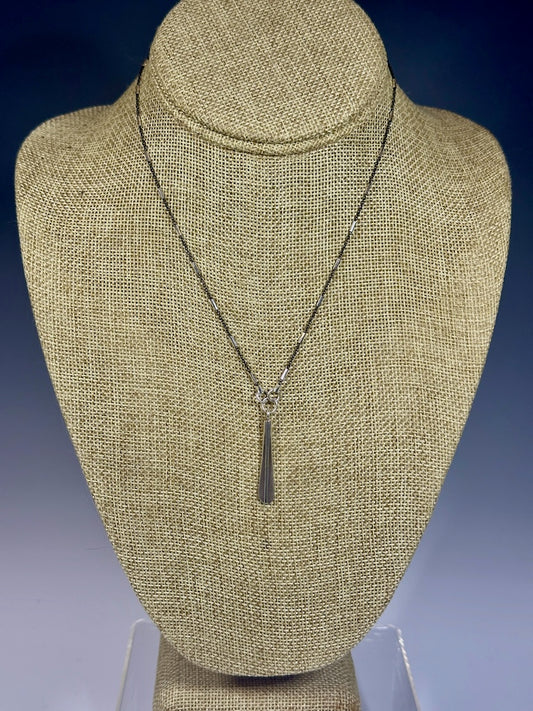 OXIDIZED STERLING SILVER CHAIN WITH STERLING SILVER DROP PENDANT NECKLACE LCN1035