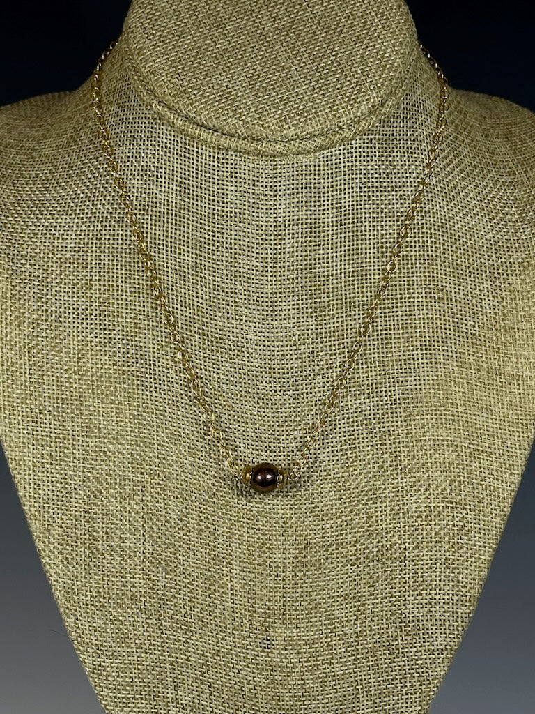 GOLD FILLED STERLING SILVER AND PURPLE FRESHWATER PEARL NECKLACE LCN1049